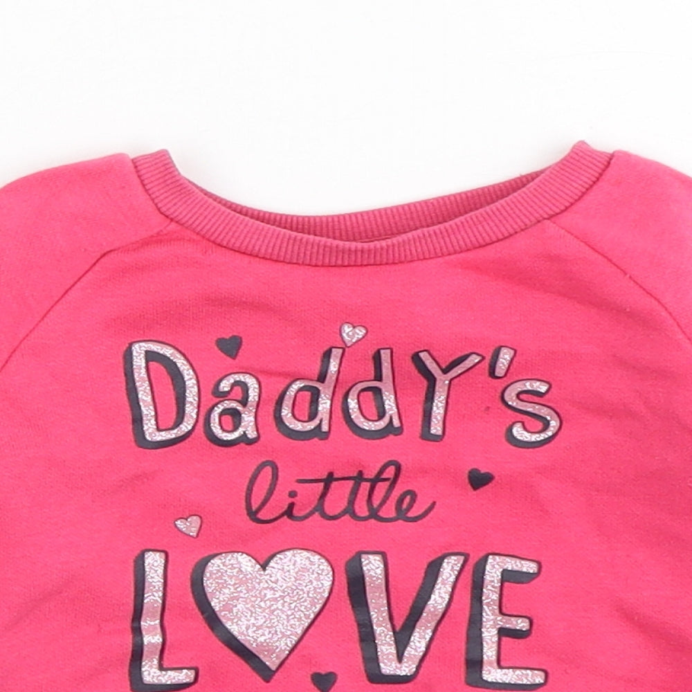Primark Girls Pink  Cotton Pullover Jumper Size 9-12 Months   - Daddy's Little Love