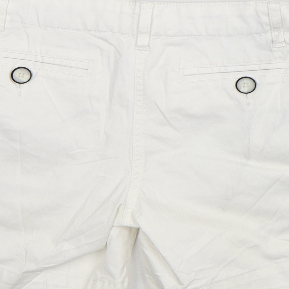 Crew Clothing Womens White  Cotton Bermuda Shorts Size 10 L7 in Regular
