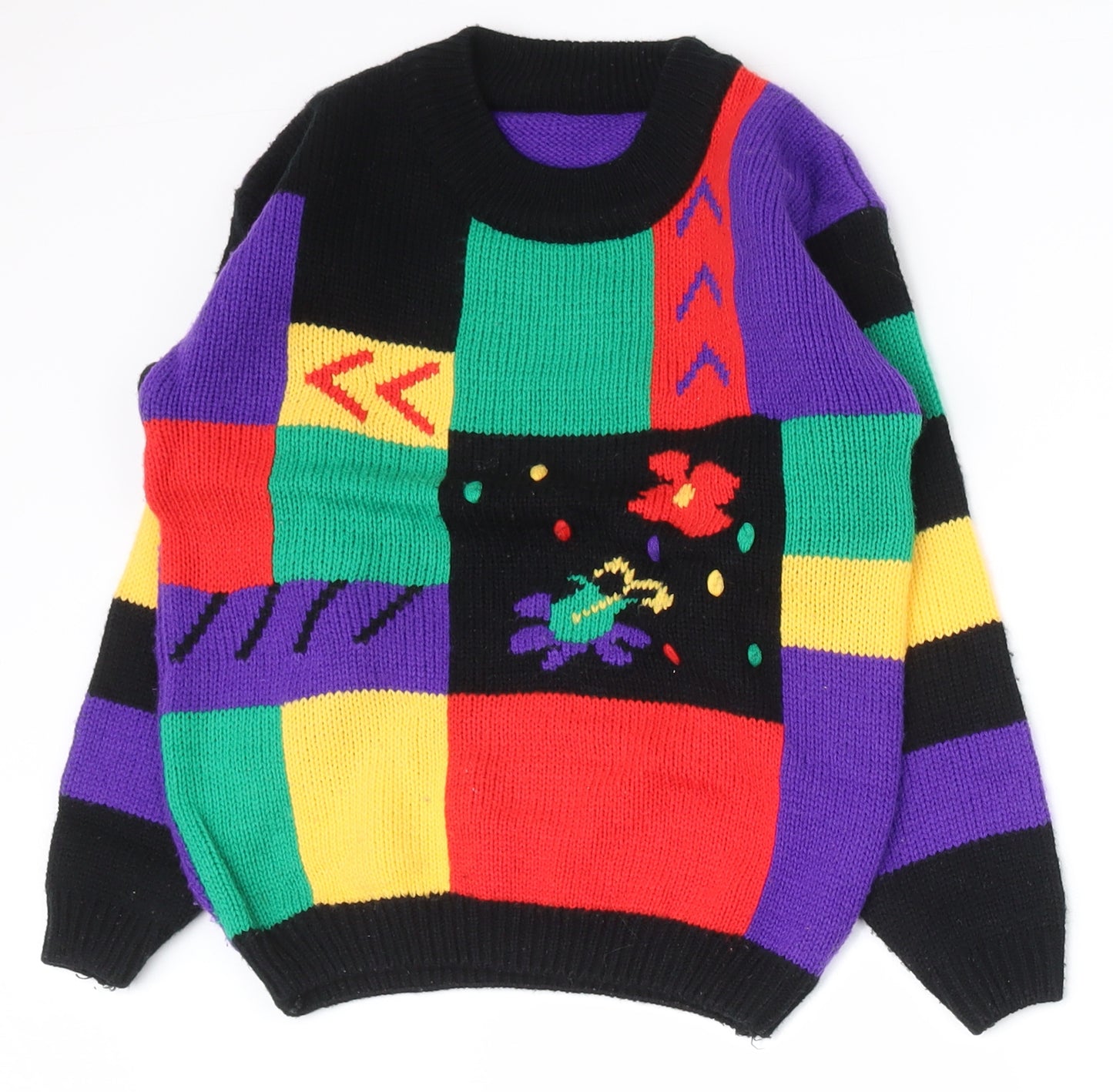 St Bernard Girls Multicoloured Crew Neck Colourblock Acrylic Pullover Jumper Size 7-8 Years  Pullover