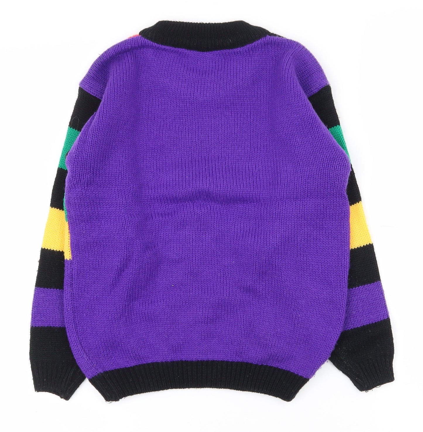 St Bernard Girls Multicoloured Crew Neck Colourblock Acrylic Pullover Jumper Size 7-8 Years  Pullover