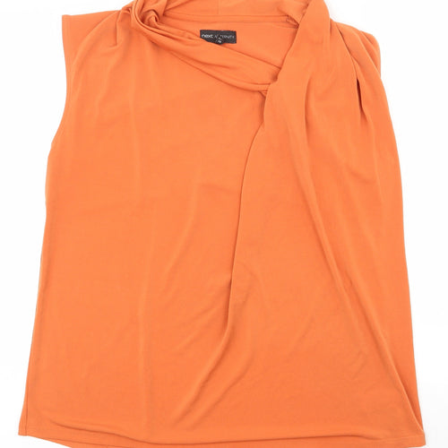 NEXT Womens Orange  Polyester Basic Tank Size 10 Cowl Neck