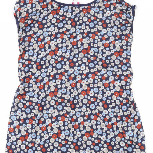 Red Herring Womens Blue Floral Polyester Basic T-Shirt Size 10 Round Neck