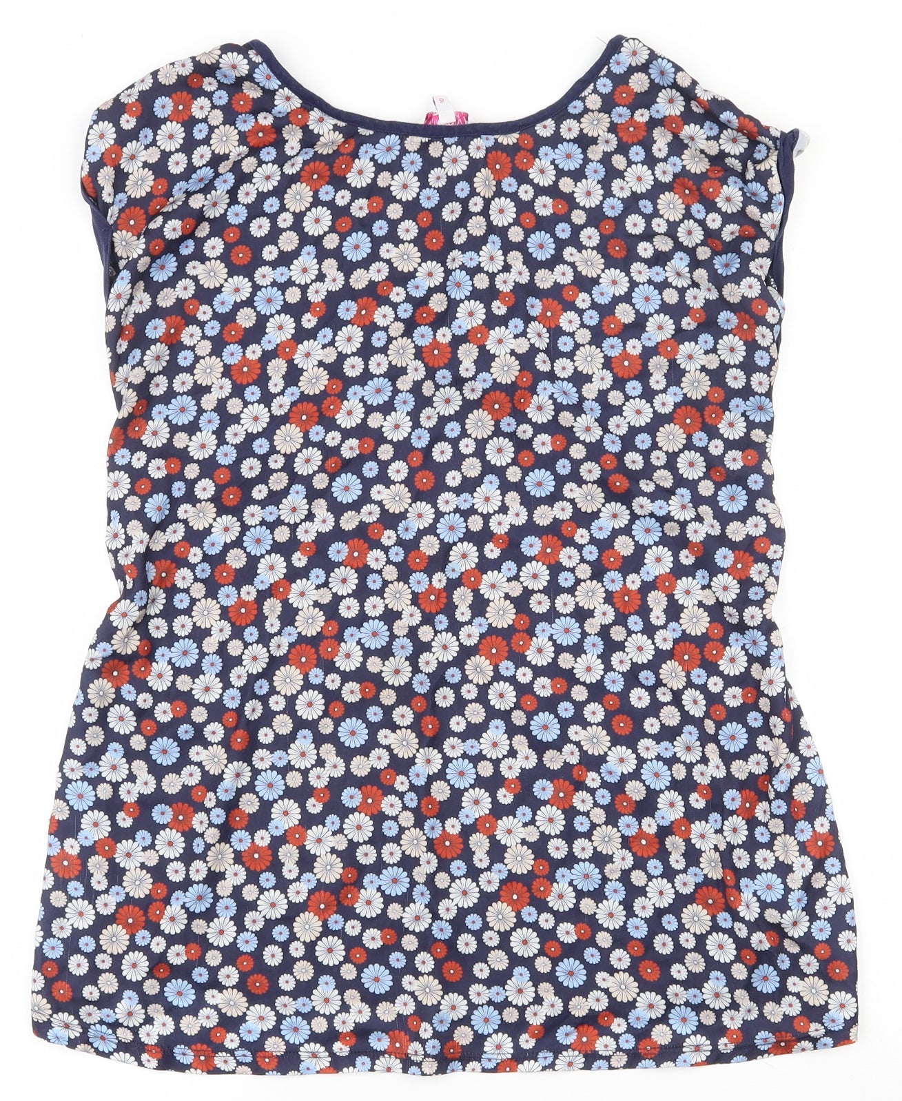 Red Herring Womens Blue Floral Polyester Basic T-Shirt Size 10 Round Neck