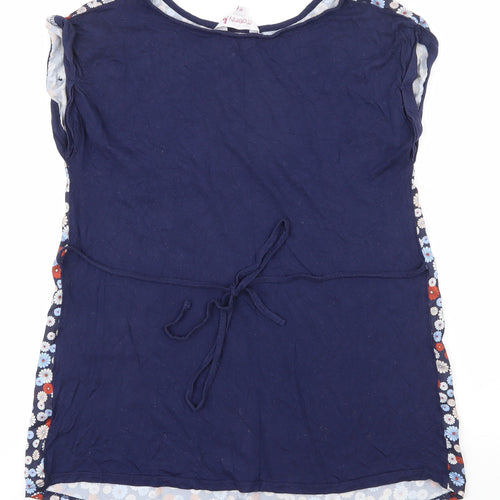 Red Herring Womens Blue Floral Polyester Basic T-Shirt Size 10 Round Neck