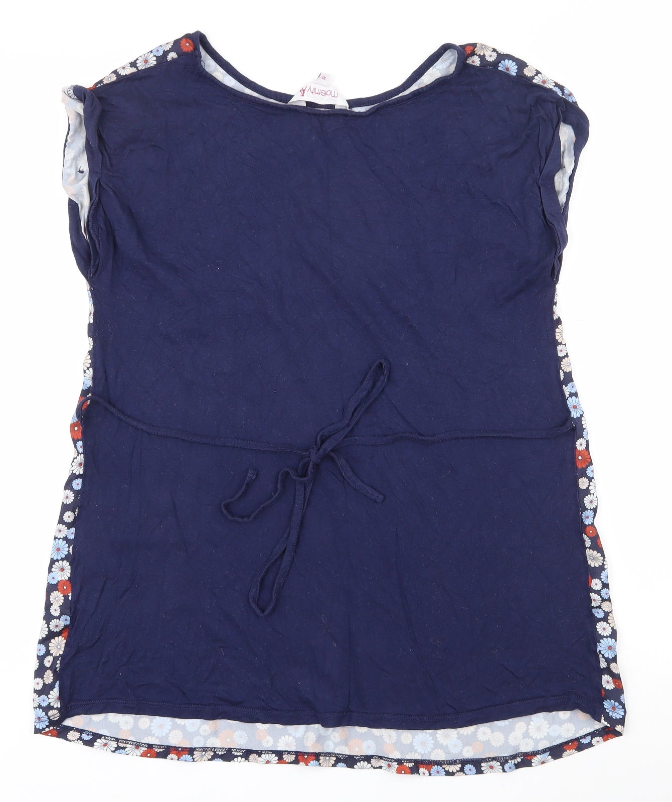 Red Herring Womens Blue Floral Polyester Basic T-Shirt Size 10 Round Neck