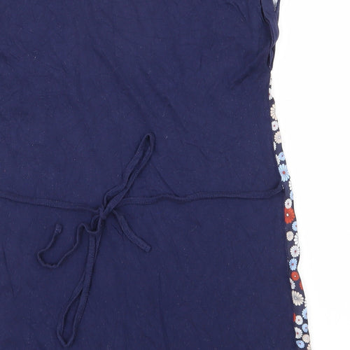 Red Herring Womens Blue Floral Polyester Basic T-Shirt Size 10 Round Neck