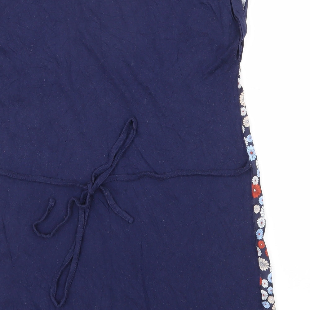 Red Herring Womens Blue Floral Polyester Basic T-Shirt Size 10 Round Neck