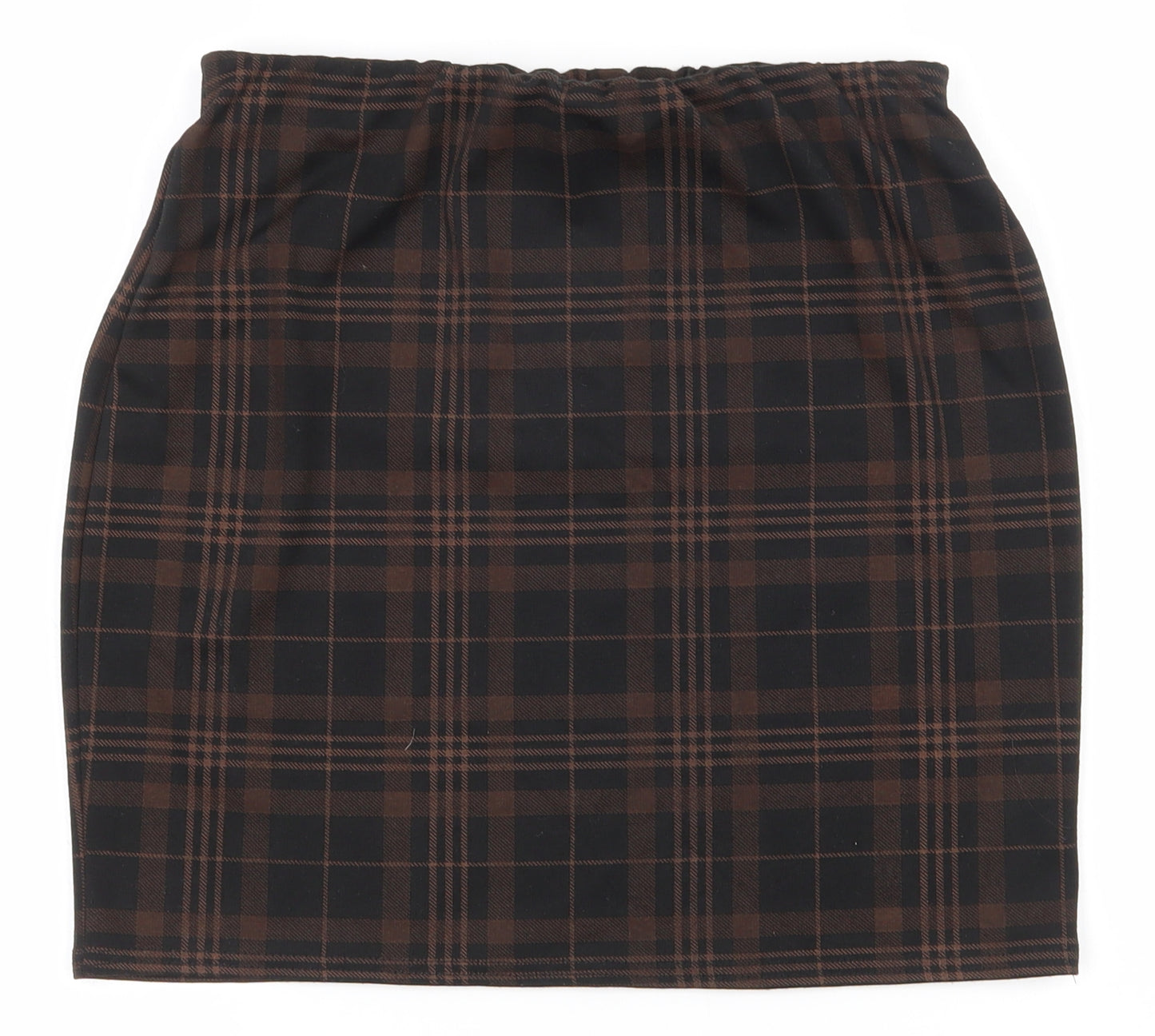 New Look Womens Brown Plaid Polyester Straight & Pencil Skirt Size 12