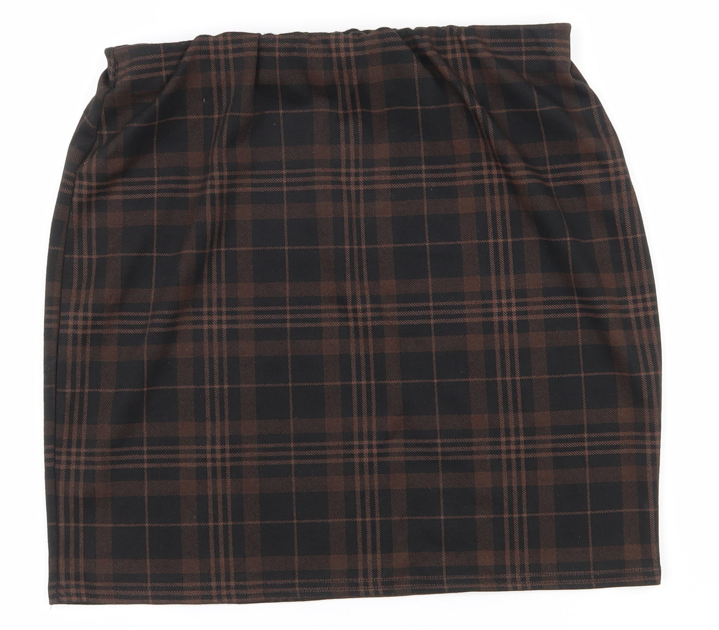 New Look Womens Brown Plaid Polyester Straight & Pencil Skirt Size 12