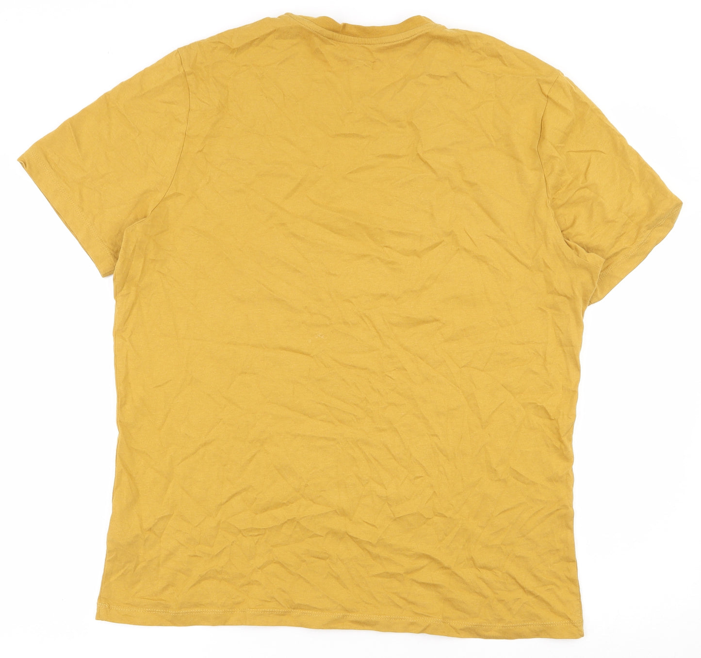 F&F Mens Yellow  Cotton  T-Shirt Size L Round Neck