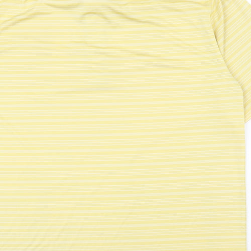 play dry Mens Yellow Striped Polyester  Polo Size L Collared Button