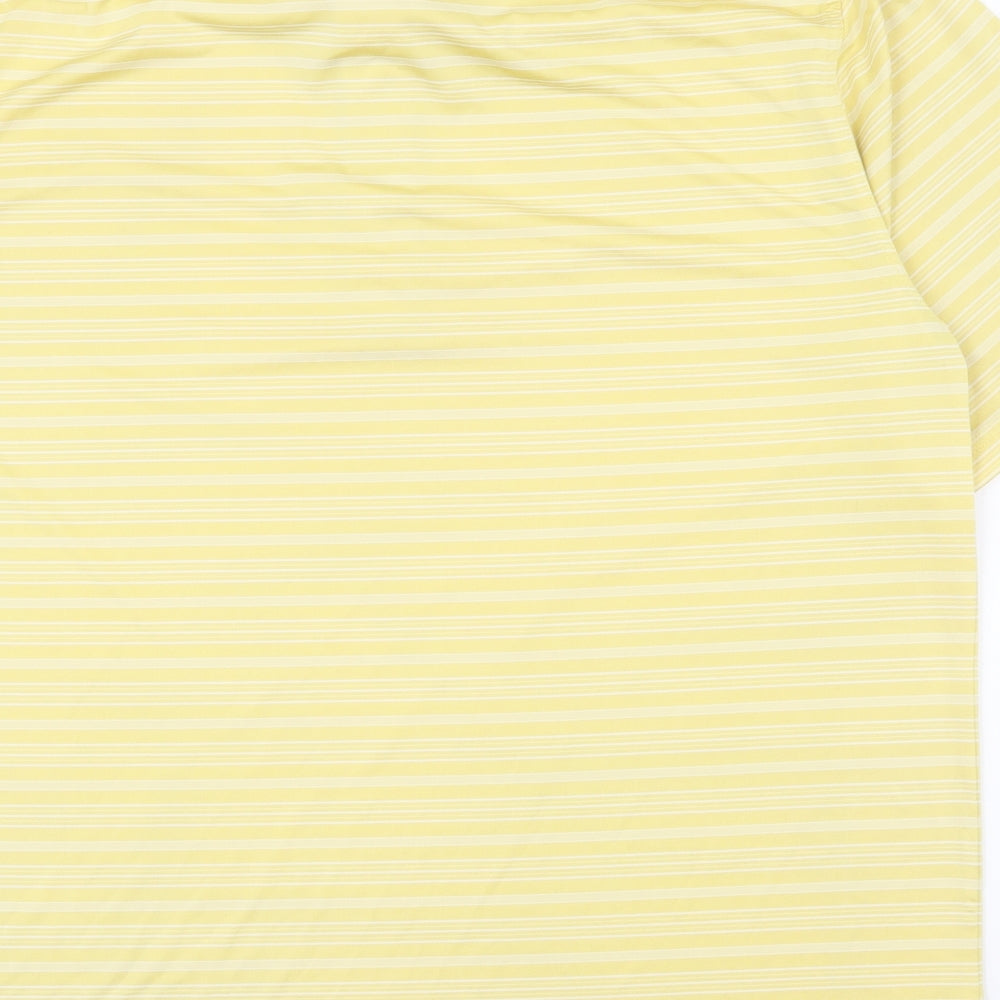play dry Mens Yellow Striped Polyester  Polo Size L Collared Button