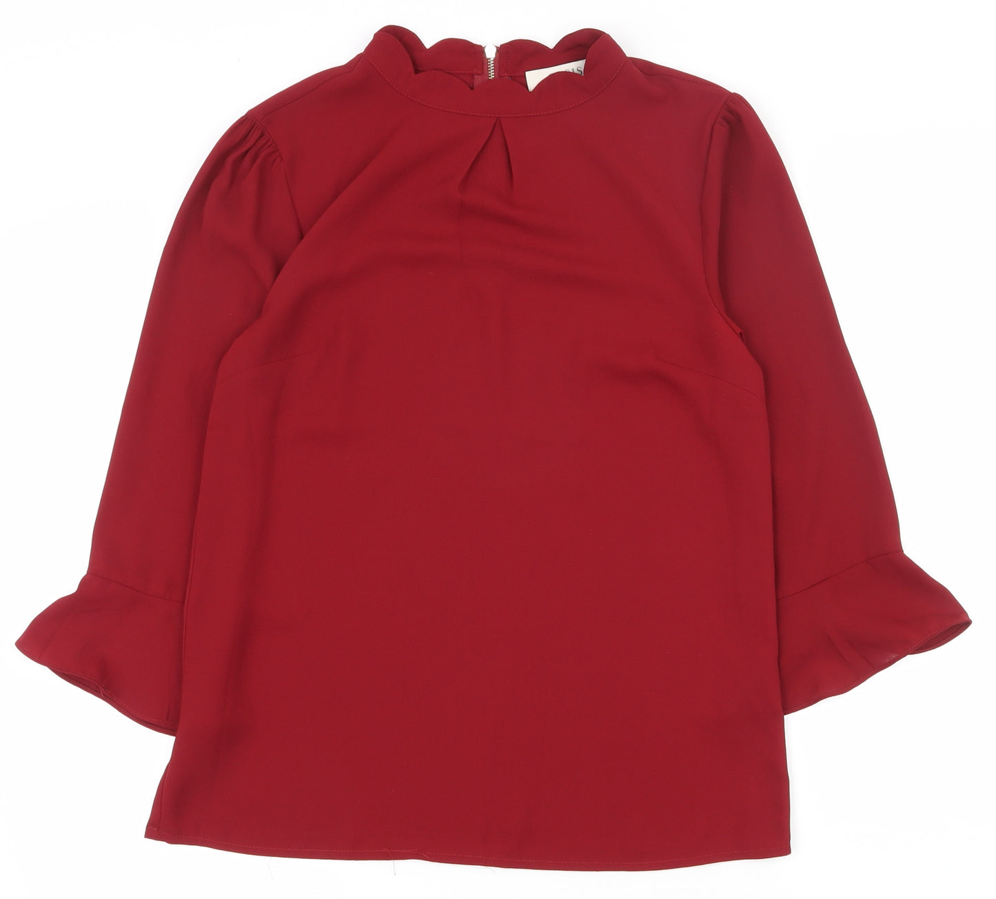 Oasis Womens Red  Polyester Basic T-Shirt Size 8 Crew Neck