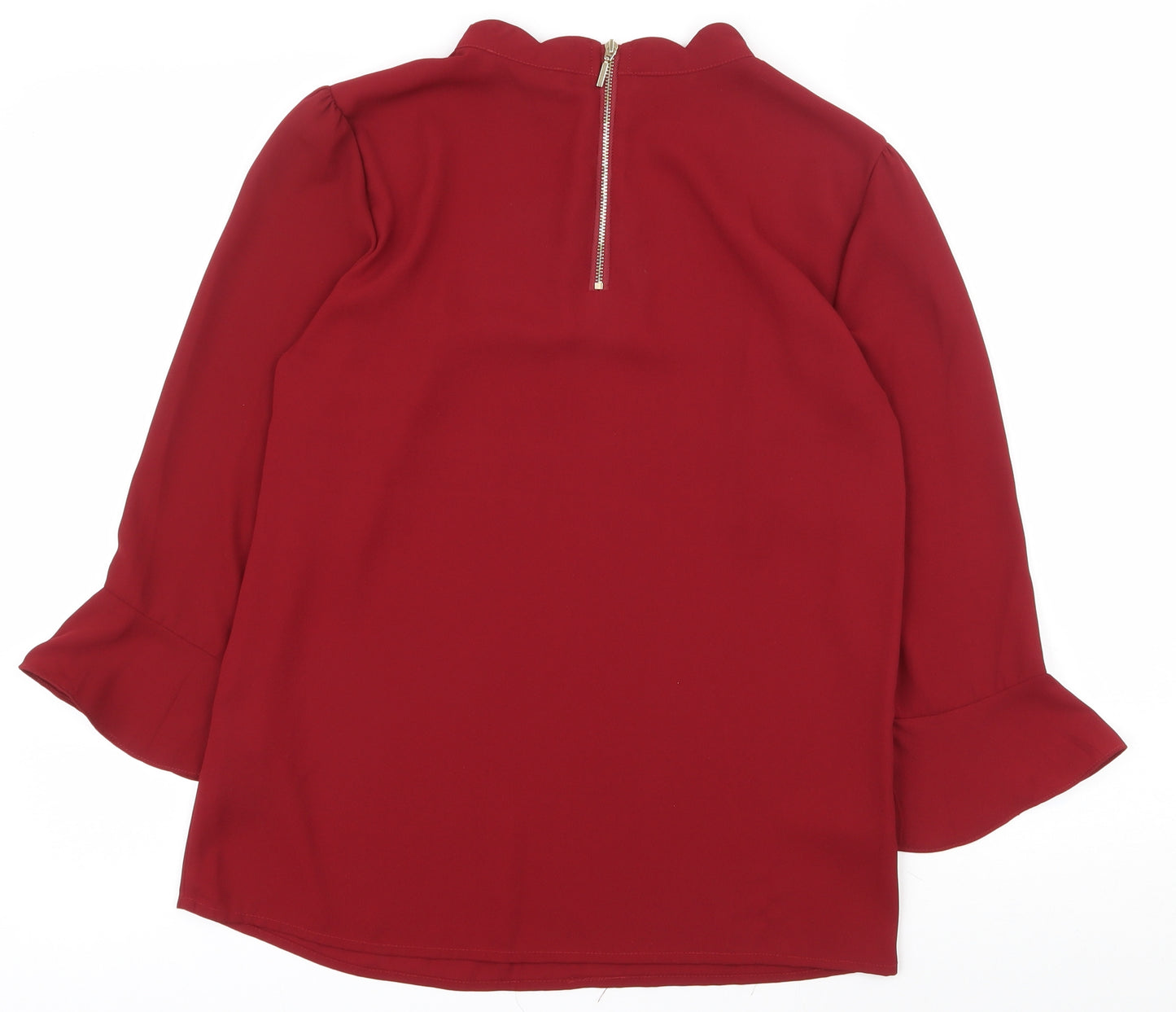 Oasis Womens Red  Polyester Basic T-Shirt Size 8 Crew Neck