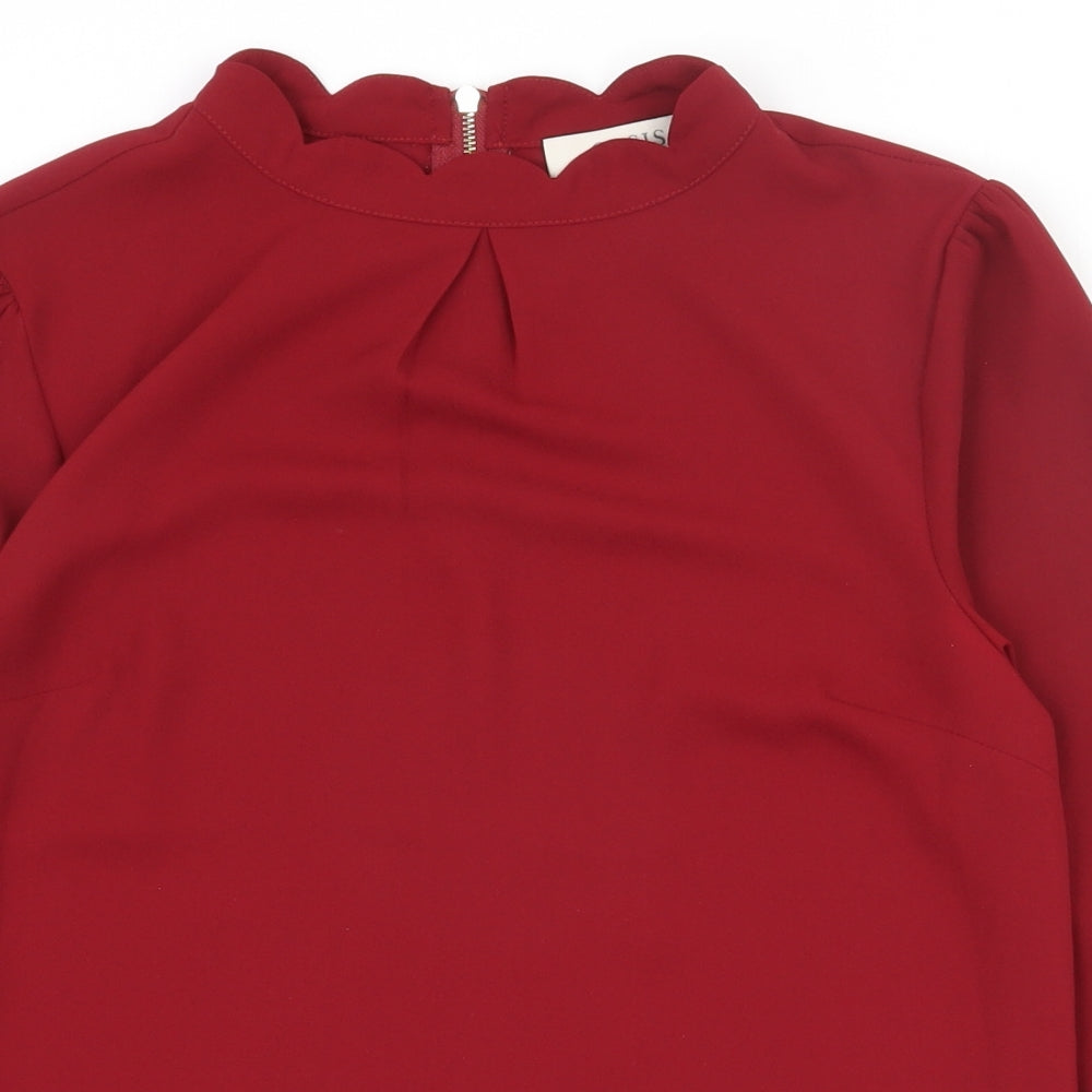 Oasis Womens Red  Polyester Basic T-Shirt Size 8 Crew Neck