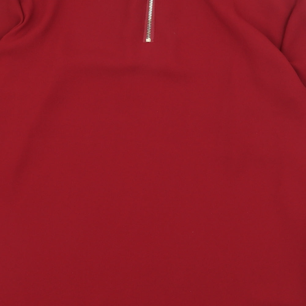 Oasis Womens Red  Polyester Basic T-Shirt Size 8 Crew Neck