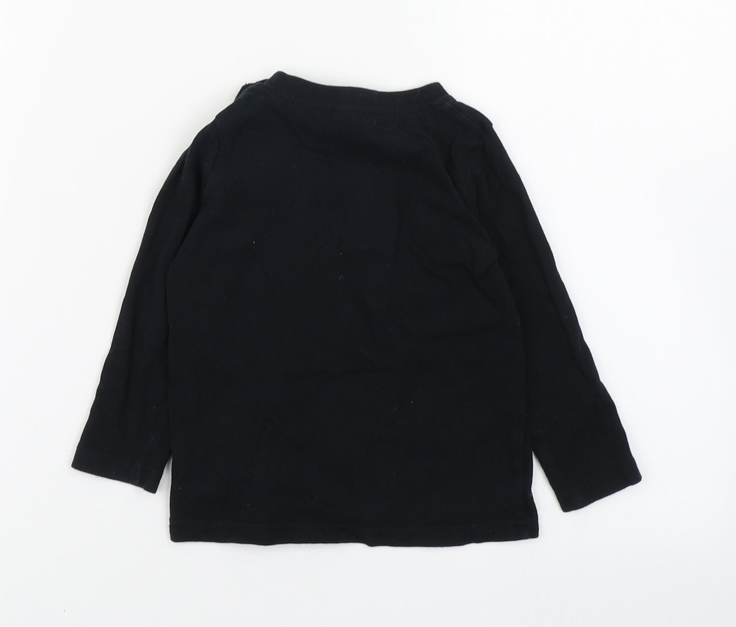 NEXT Boys Black  100% Cotton Basic T-Shirt Size 9-12 Months Round Neck Button - Mickey Mouse