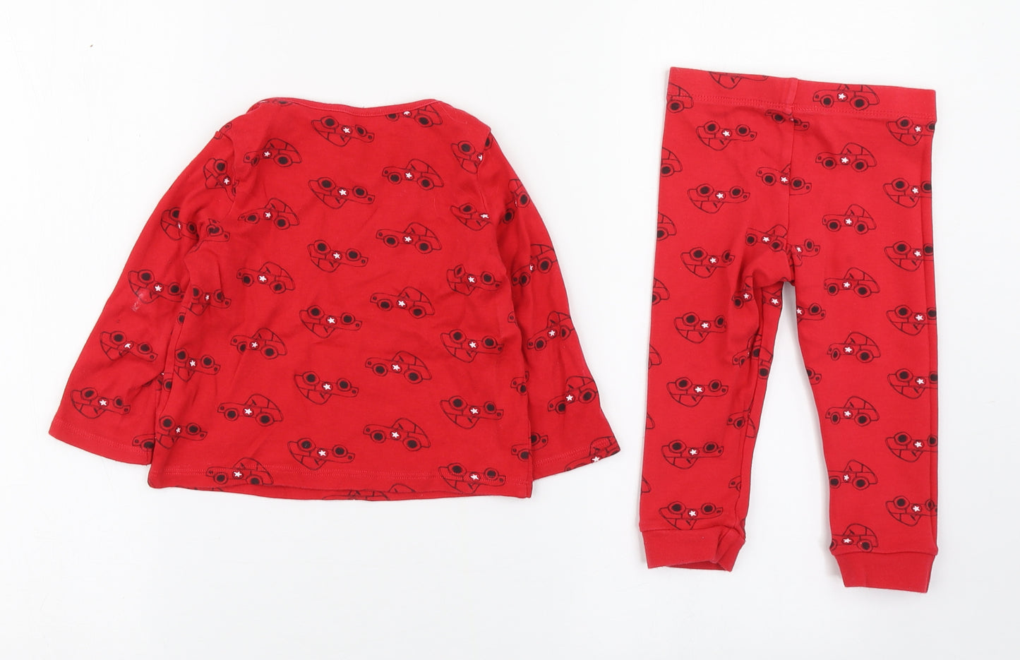 F&F Boys Red Geometric 100% Cotton  Pyjama Set Size 12-18 Months  Pullover