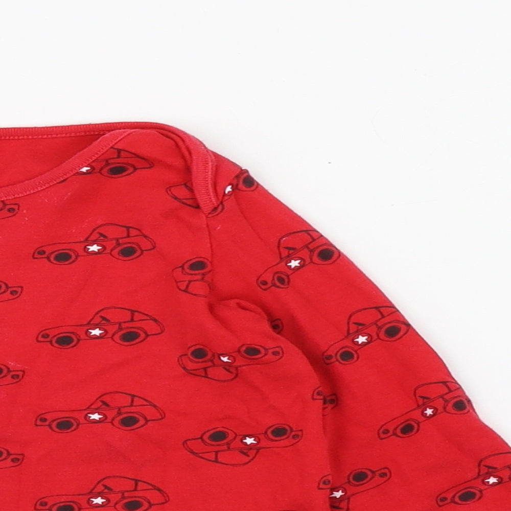 F&F Boys Red Geometric 100% Cotton  Pyjama Set Size 12-18 Months  Pullover