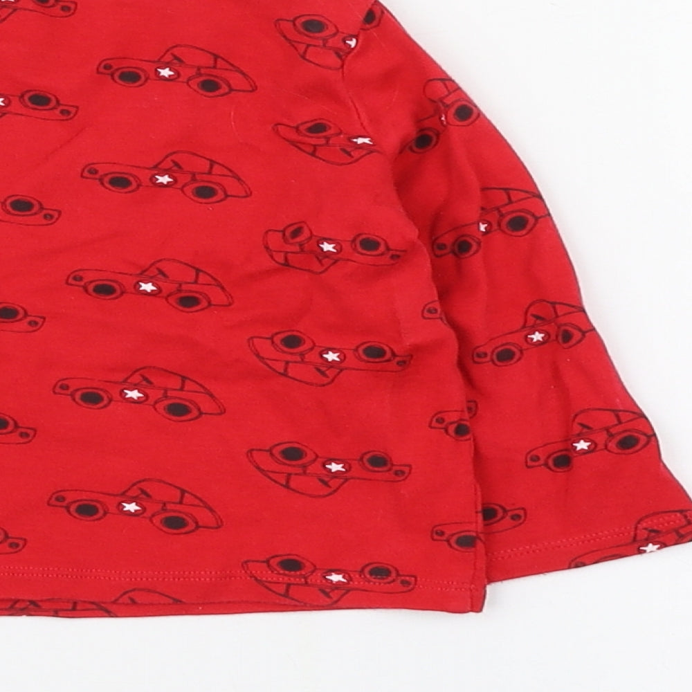F&F Boys Red Geometric 100% Cotton  Pyjama Set Size 12-18 Months  Pullover