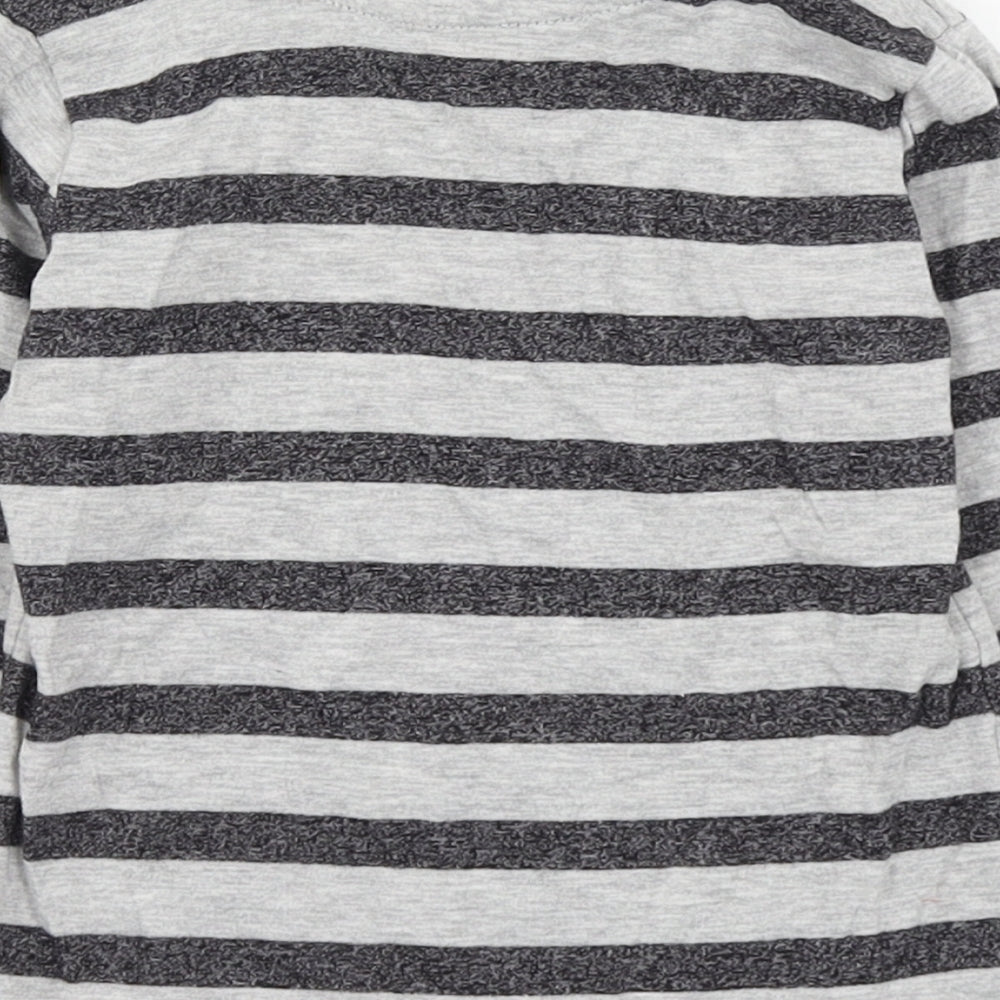 Primark Boys Grey Striped Cotton Basic T-Shirt Size 2-3 Years Round Neck Pullover
