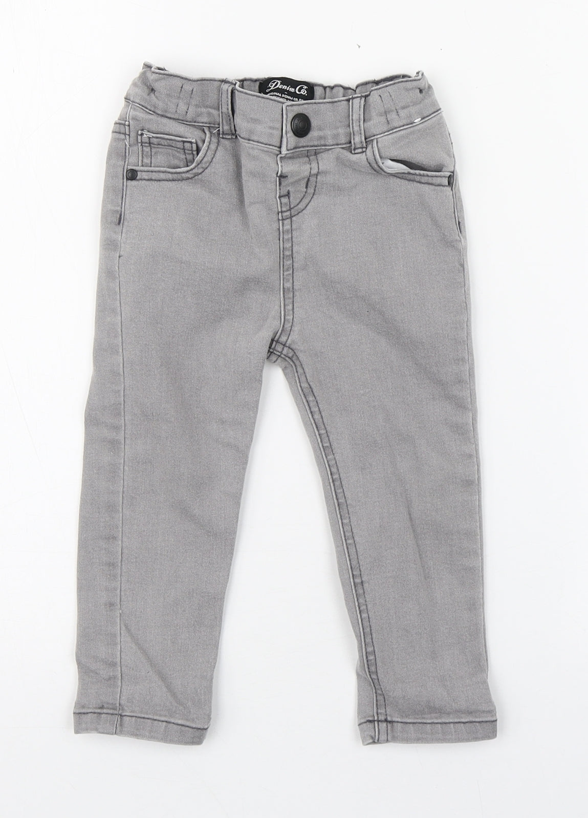Denim & Co. Boys Grey  Cotton Jogger Jeans Size 18-24 Months  Button