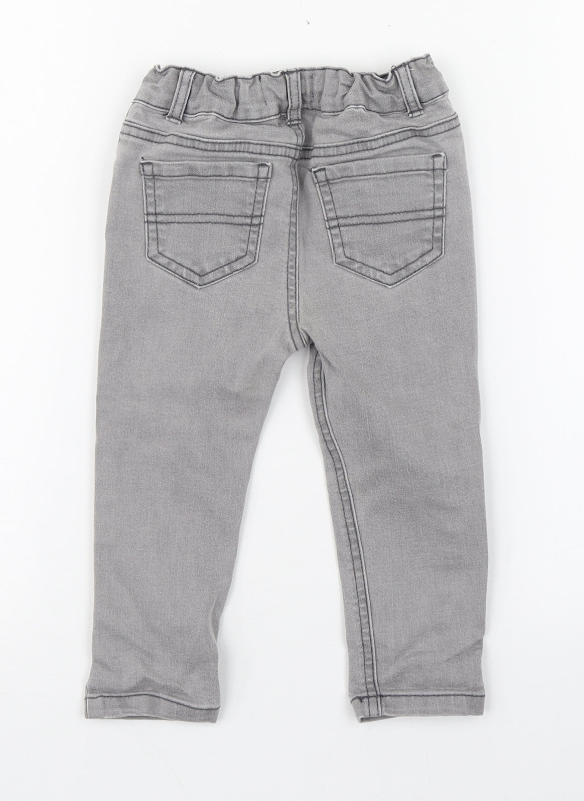 Denim & Co. Boys Grey  Cotton Jogger Jeans Size 18-24 Months  Button