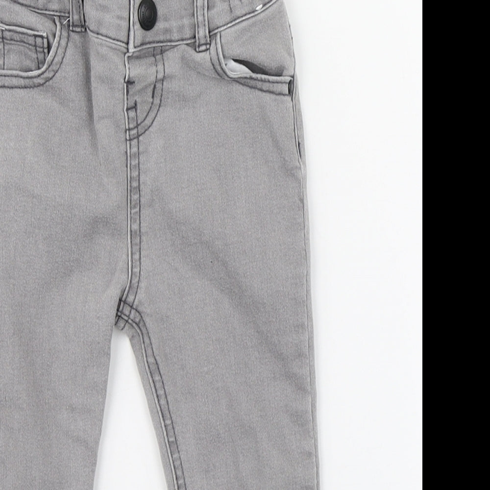 Denim & Co. Boys Grey  Cotton Jogger Jeans Size 18-24 Months  Button