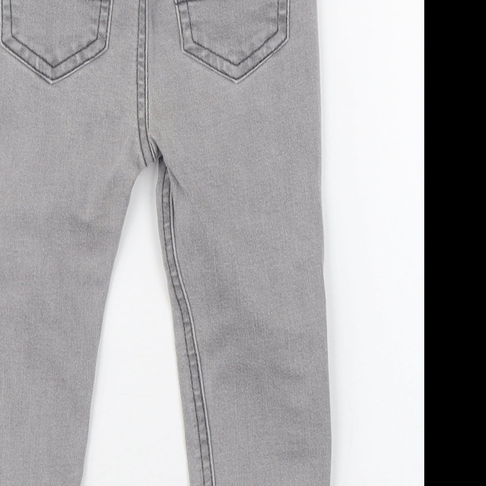 Denim & Co. Boys Grey  Cotton Jogger Jeans Size 18-24 Months  Button