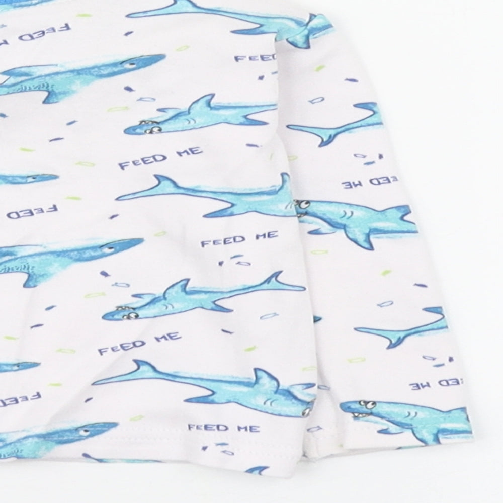 Dunnes Stores Boys White Geometric 100% Cotton  Pyjama Set Size 12-18 Months  Pullover - Sharks