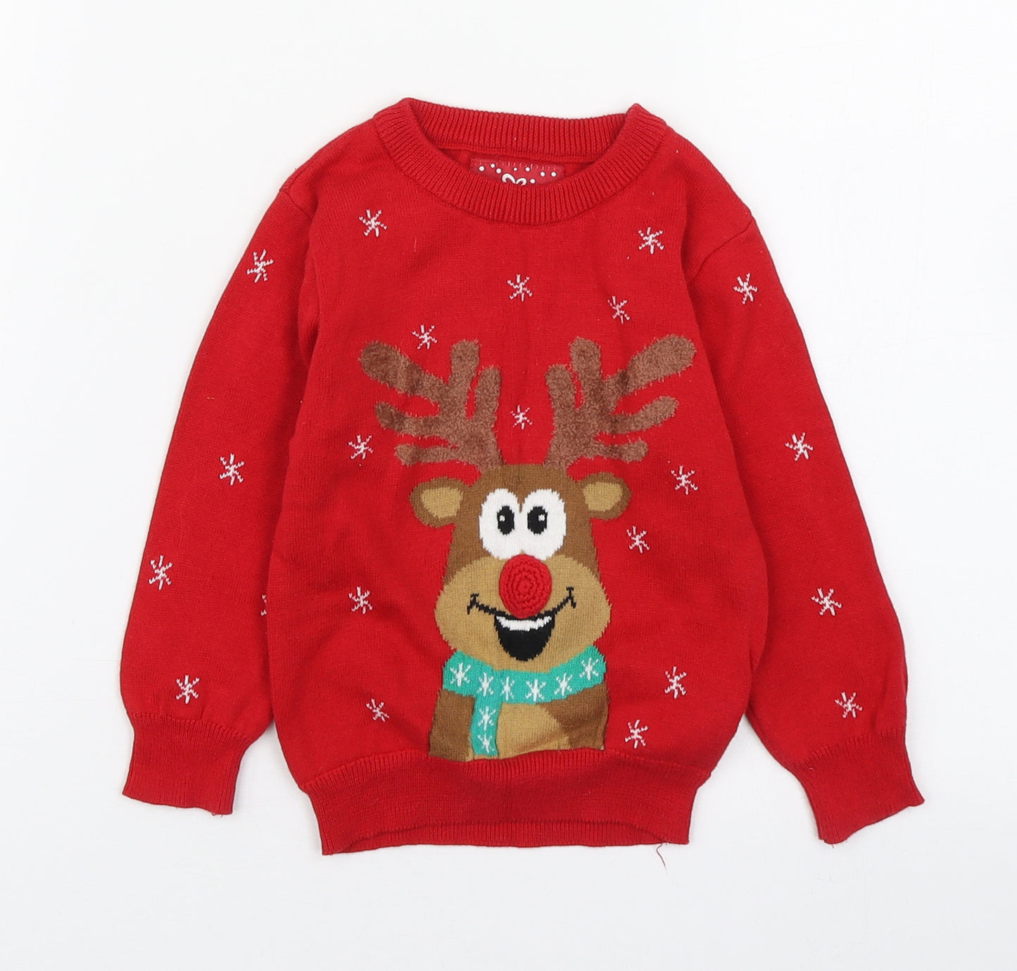 Primark Baby Red  Cotton Pullover Jumper Size 12-18 Months  Pullover - Christmas Reindeer