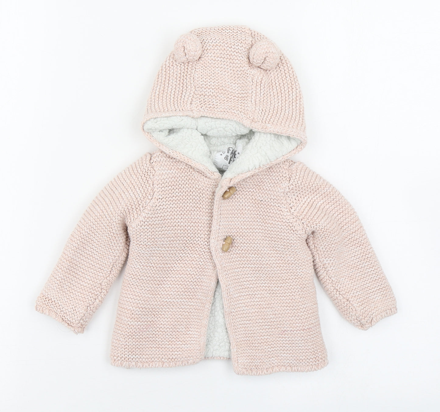 F&F Girls Pink   Basic Coat Coatigan Size 3-6 Months   Button