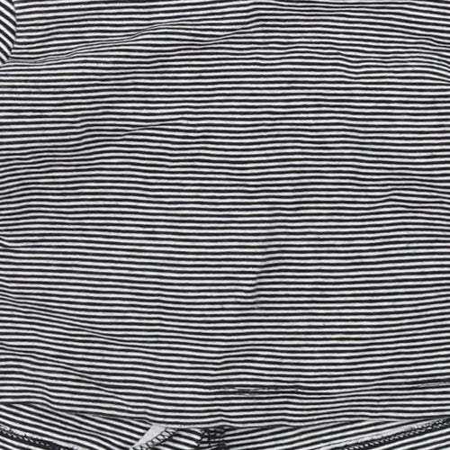 Carters Girls Black Striped 100% Cotton Basic T-Shirt Size 6-9 Months Round Neck Button