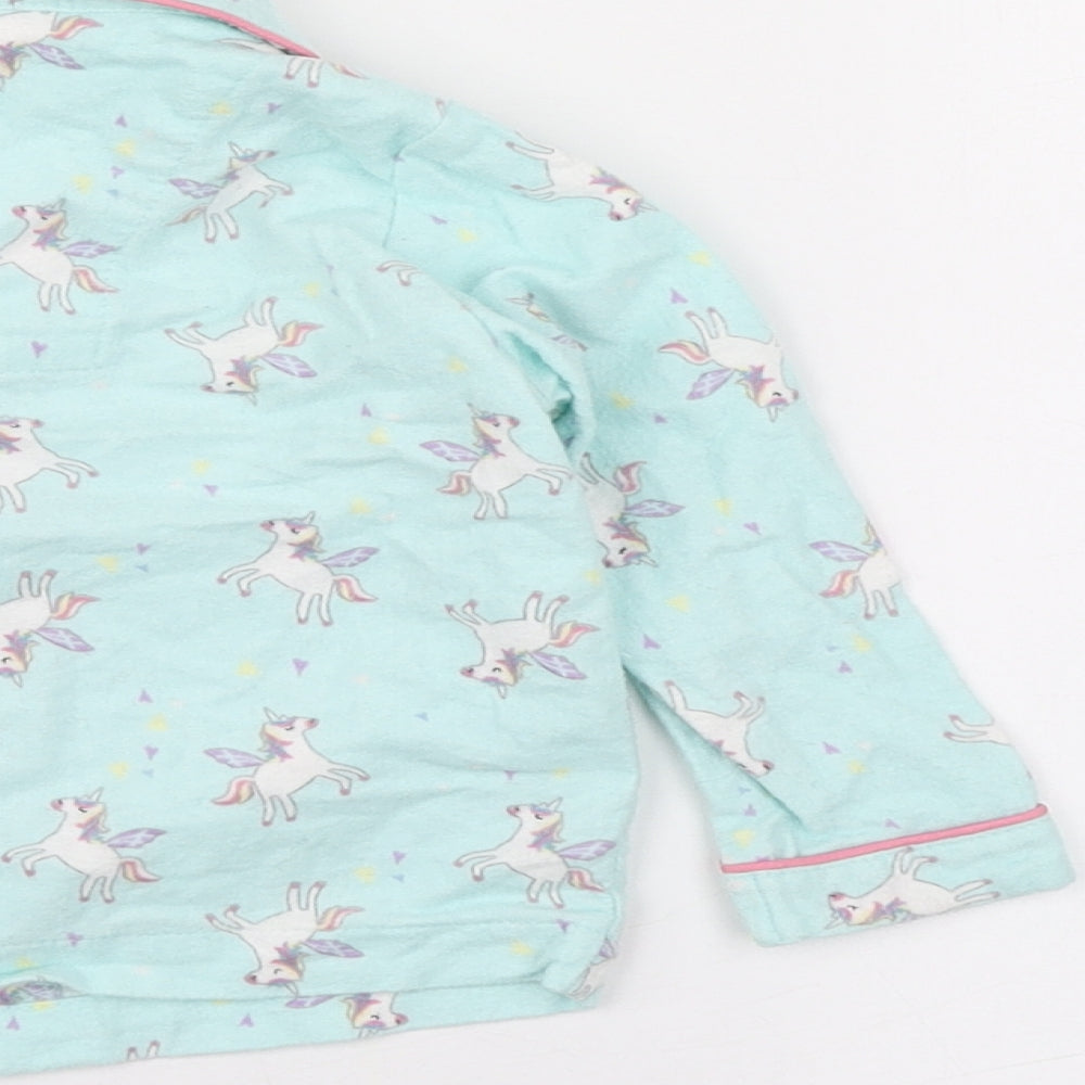 Primark Girls Blue Geometric 100% Cotton  Pyjama Set Size 12-18 Months  Button