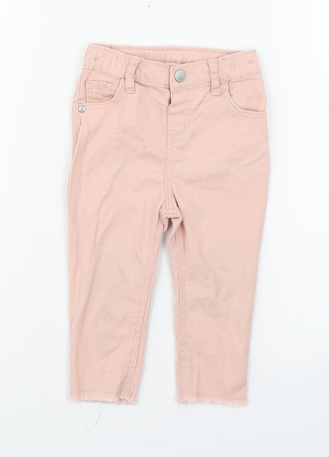 Primark Girls Pink  Cotton Jogger Jeans Size 9-12 Months  Button