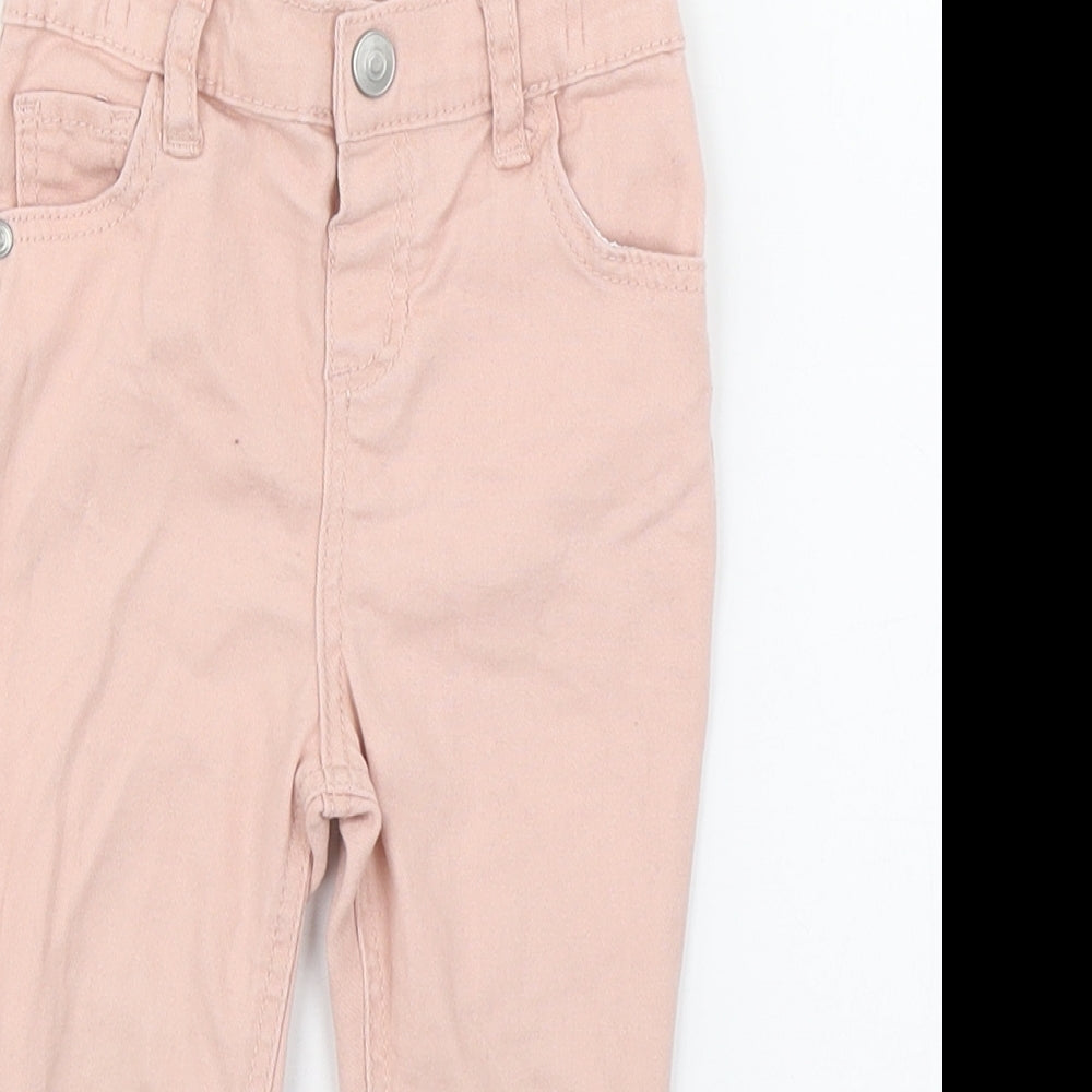 Primark Girls Pink  Cotton Jogger Jeans Size 9-12 Months  Button