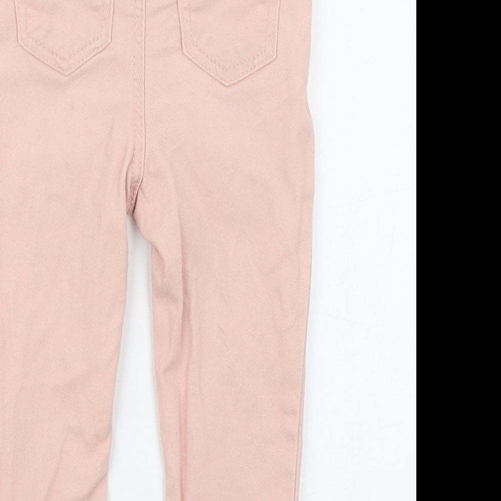 Primark Girls Pink  Cotton Jogger Jeans Size 9-12 Months  Button