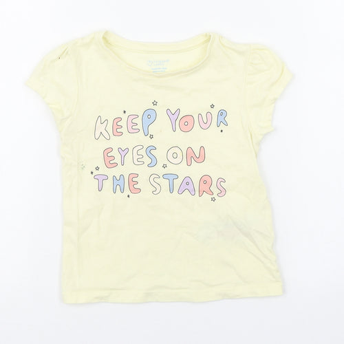 Primark Girls Yellow  100% Cotton Basic T-Shirt Size 18-24 Months Round Neck Pullover