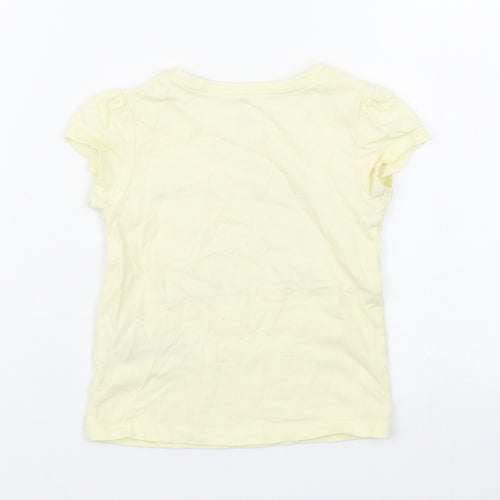 Primark Girls Yellow  100% Cotton Basic T-Shirt Size 18-24 Months Round Neck Pullover