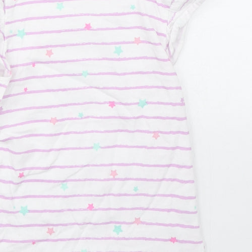 Dunnes Stores Girls Purple Striped 100% Cotton Basic T-Shirt Size 12-18 Months Round Neck Pullover