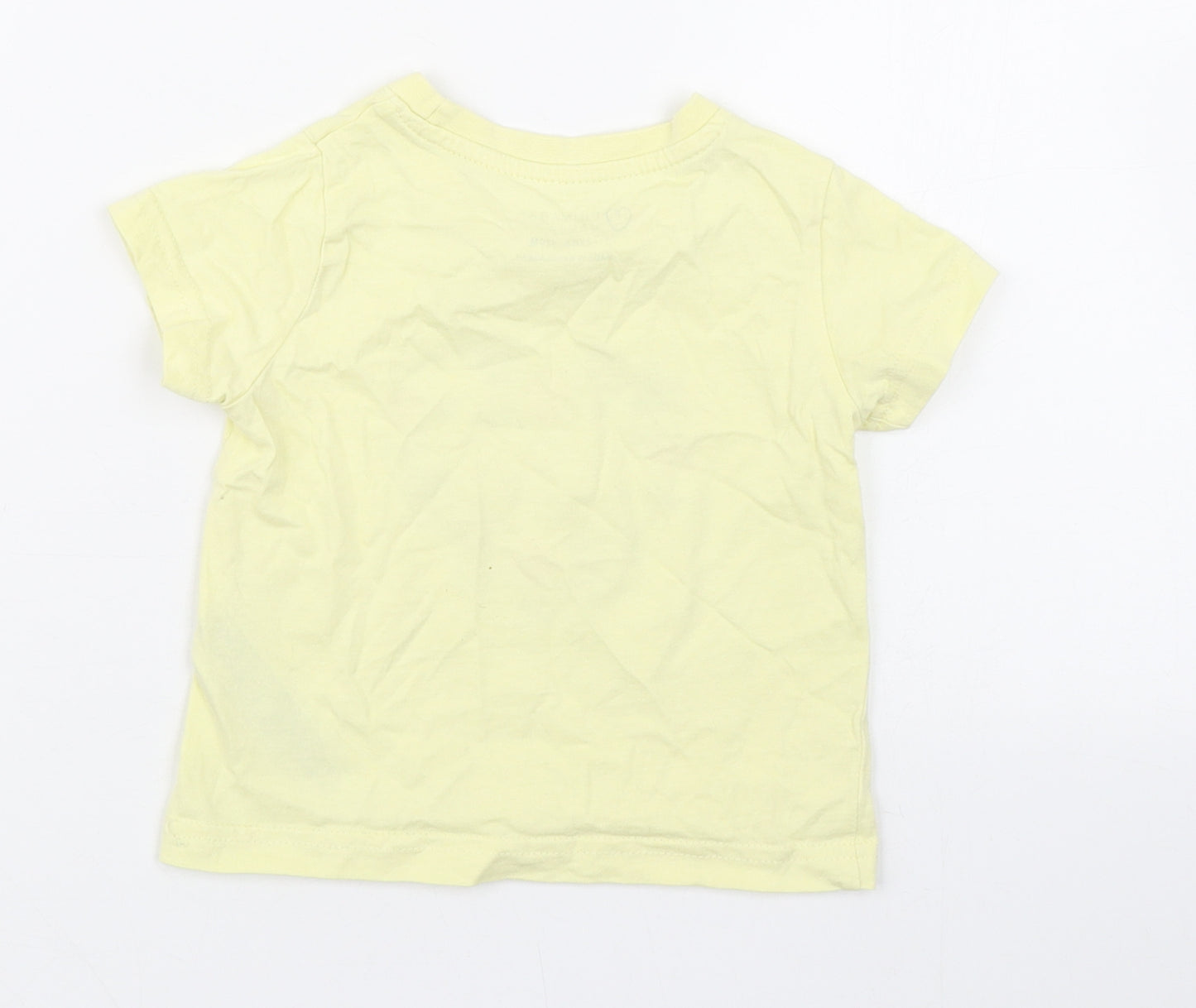 Primark Girls Yellow  100% Cotton Basic T-Shirt Size 18-24 Months Round Neck Pullover