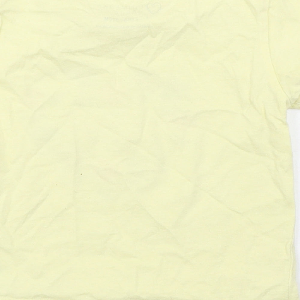 Primark Girls Yellow  100% Cotton Basic T-Shirt Size 18-24 Months Round Neck Pullover