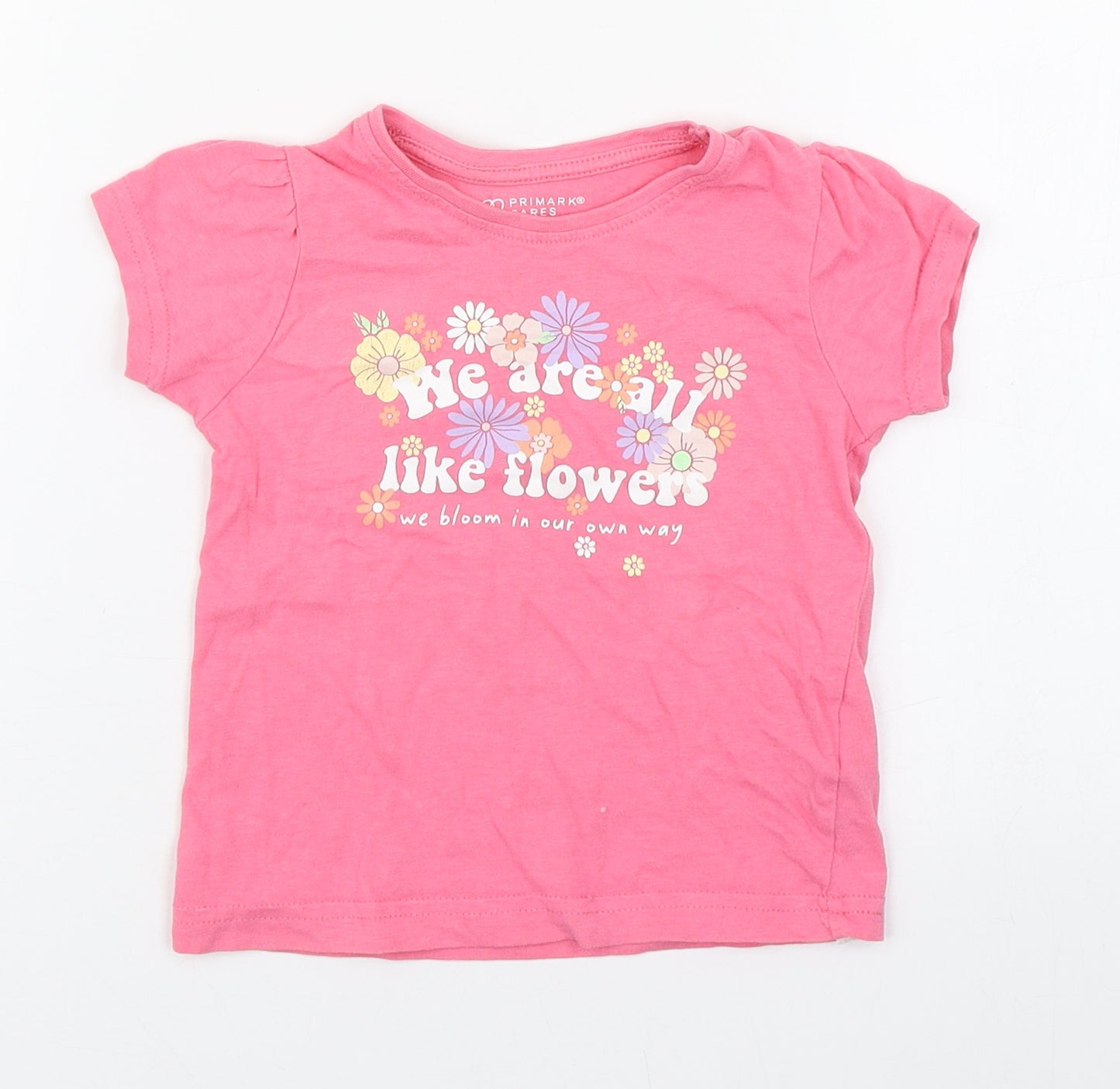 Primark Girls Pink  100% Cotton Basic T-Shirt Size 18-24 Months Round Neck Pullover