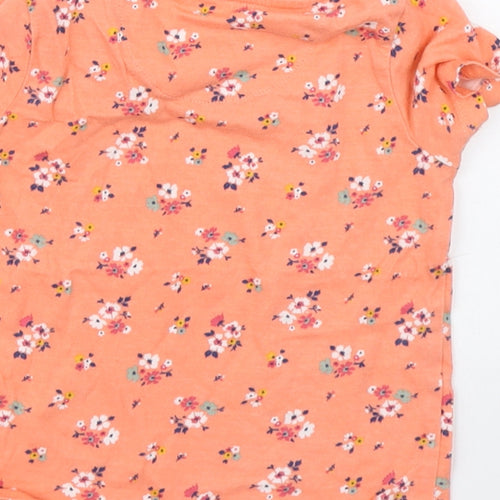 F&F Girls Orange Geometric 100% Cotton Basic T-Shirt Size 9-12 Months Round Neck Pullover