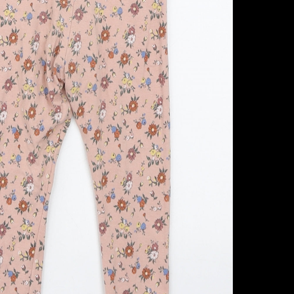 Primark Girls Multicoloured Floral Cotton Jogger Leggings Size 12-18 Months