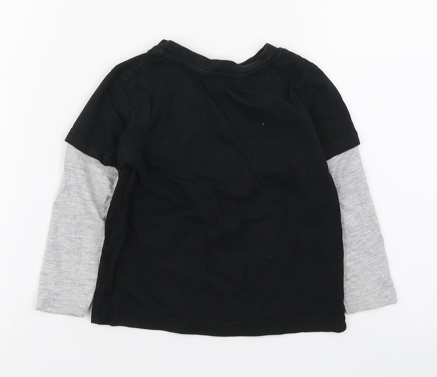 George Boys Black  Cotton Basic T-Shirt Size 18-24 Months Round Neck Pullover
