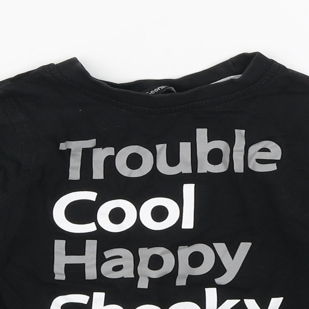 George Boys Black  Cotton Basic T-Shirt Size 18-24 Months Round Neck Pullover