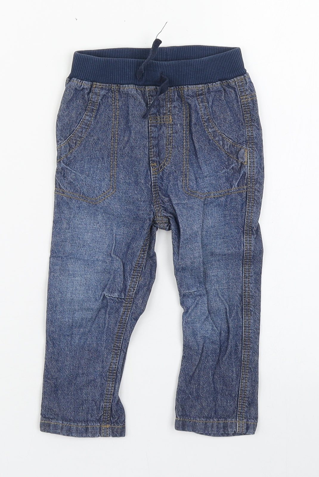 George Boys Blue  Cotton Jogger Jeans Size 9-12 Months