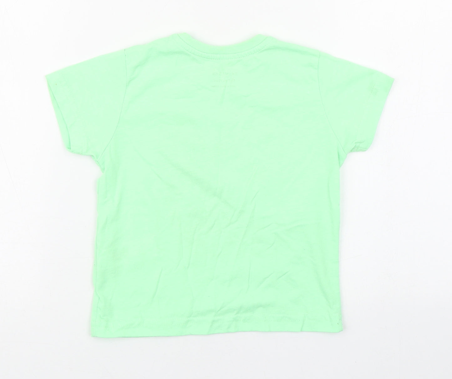 Primark Boys Green  Polyester Basic T-Shirt Size 18-24 Months Round Neck Pullover