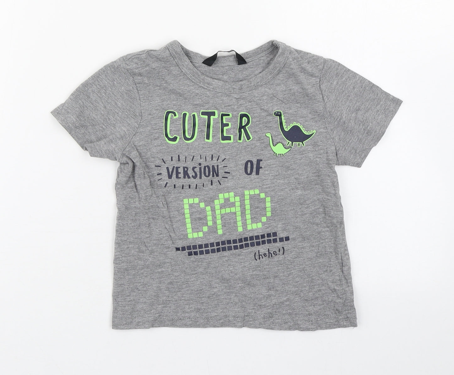 George Boys Grey  Cotton Basic T-Shirt Size 18-24 Months Round Neck Pullover